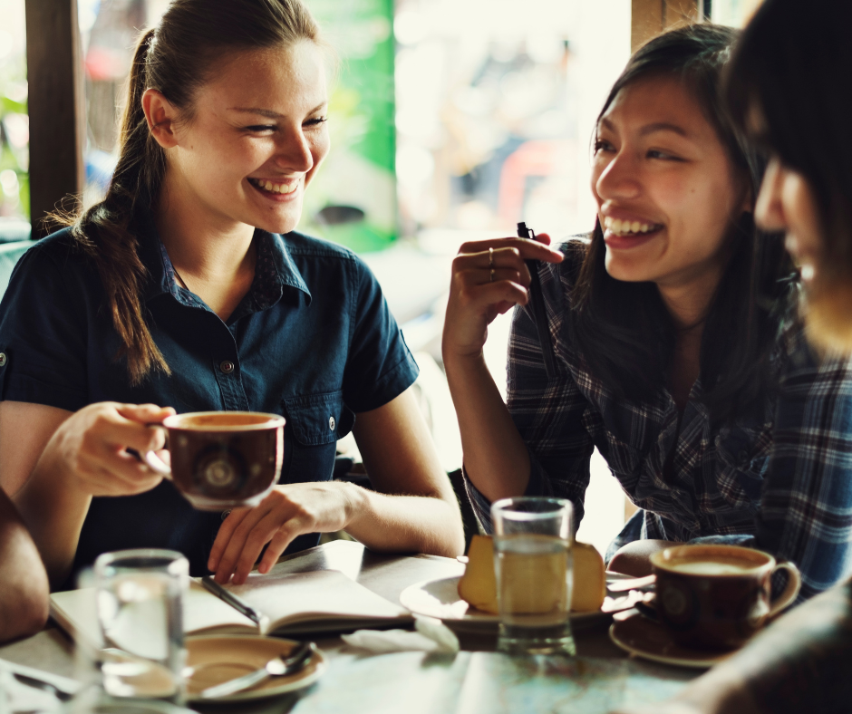 Young people drinking coffee