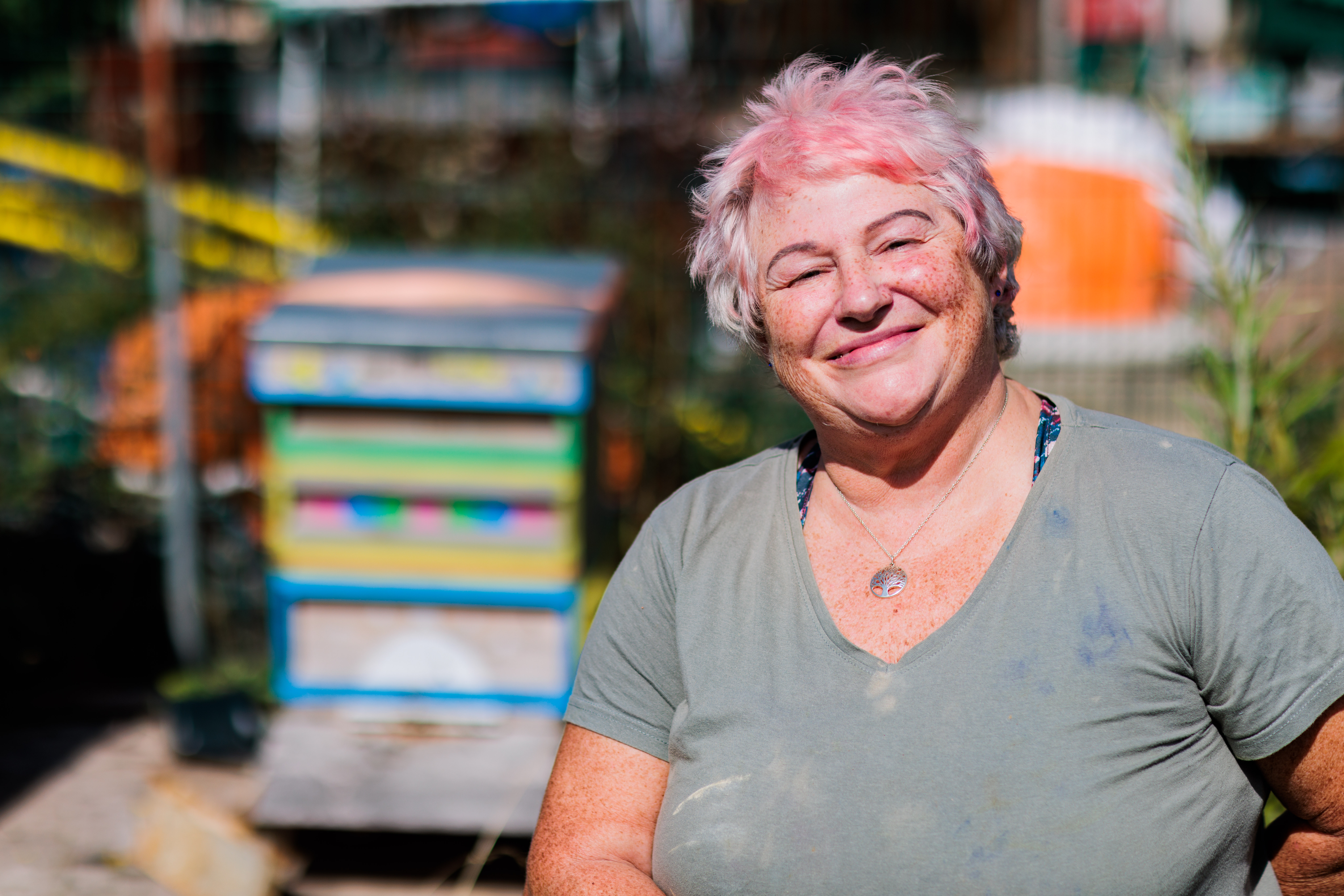 Woman smiling when gardening