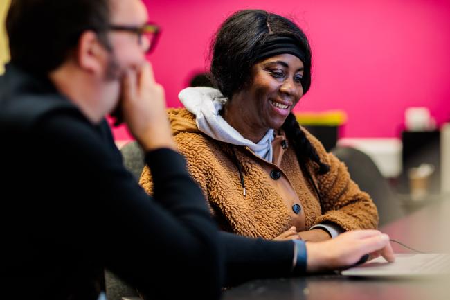 A customer working with an employment and skills mentor