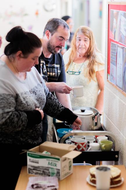 People getting food