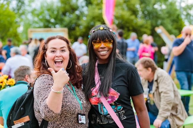 Smiling at a festival