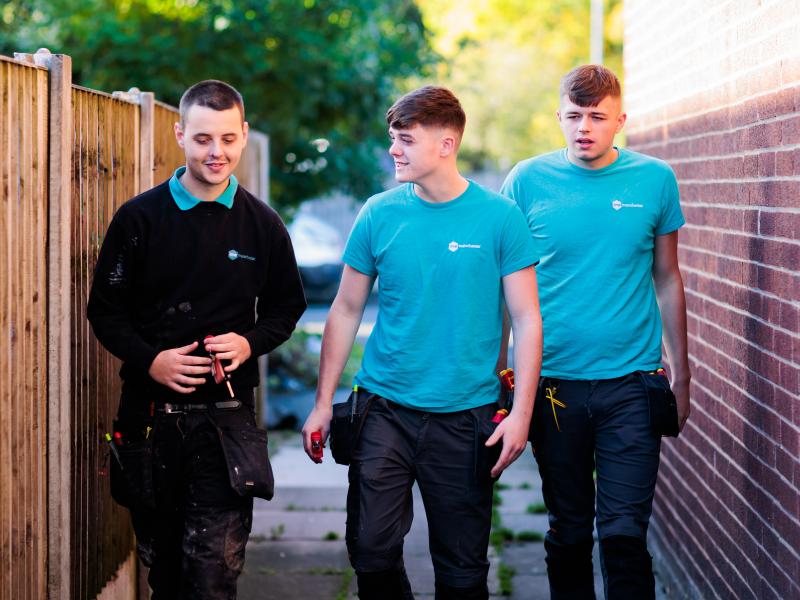 Young lads walking around property