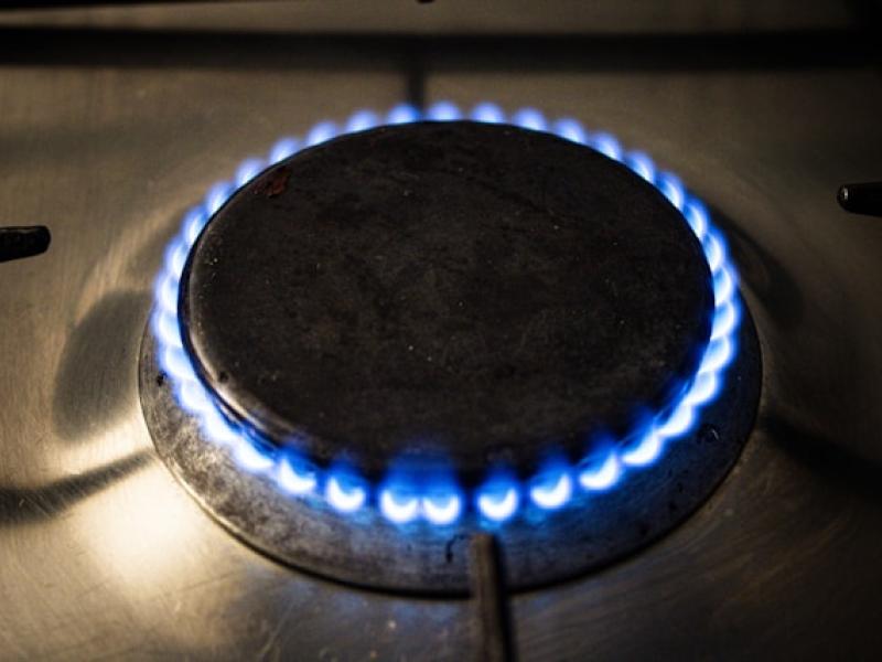 A close-up of a gas hob