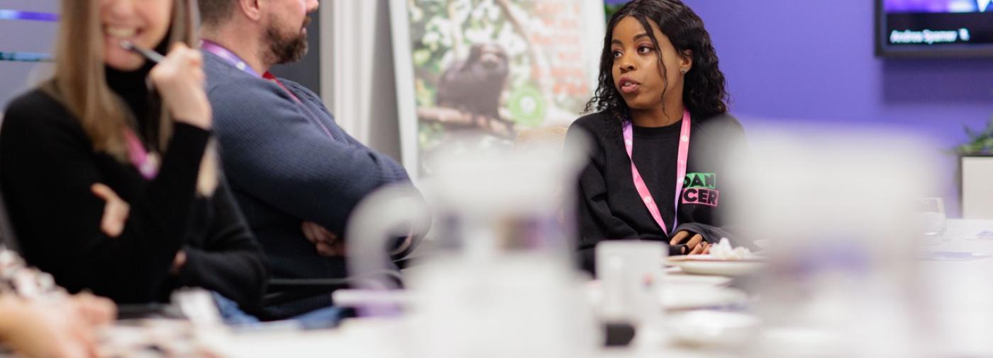 Two people having a chat from the scrutiny panel