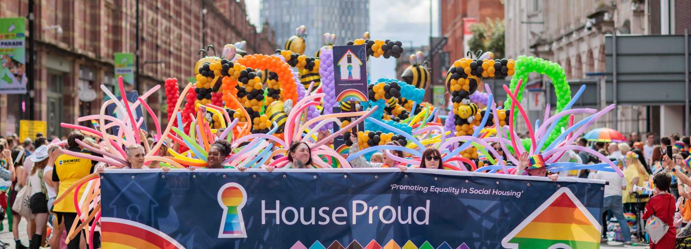 One Manchester and HouseProud Network marching at Manchester Pride