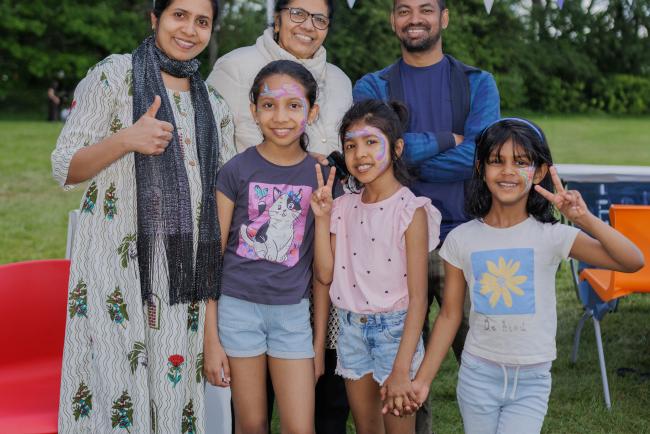 Family at community fun day