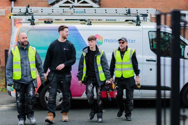 Colleagues walking from OM van