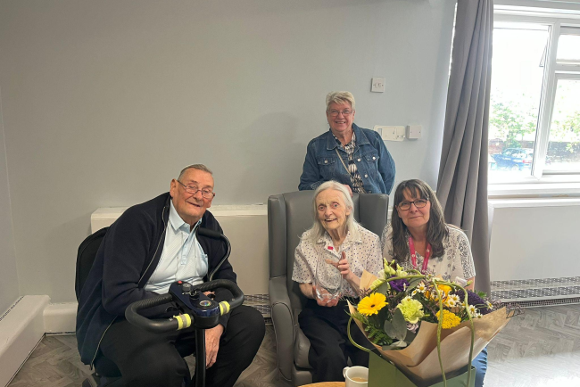 Mavis Holt with her friend, Councillor Julie Reid, and Neighbourhood Manager Bev Turner